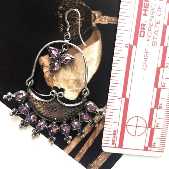 Vintage Sterling Silver Artisan Bohemian Boho Indian Earrings - Picture 3 of 4
